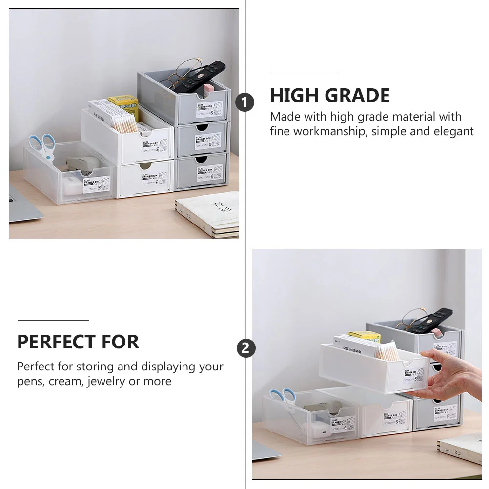 Caja de almacenamiento de 2 uds., cajón de juguete, contenedor, tapa, cajones, caja de plástico, organizador de escritorio, combinación de papelería