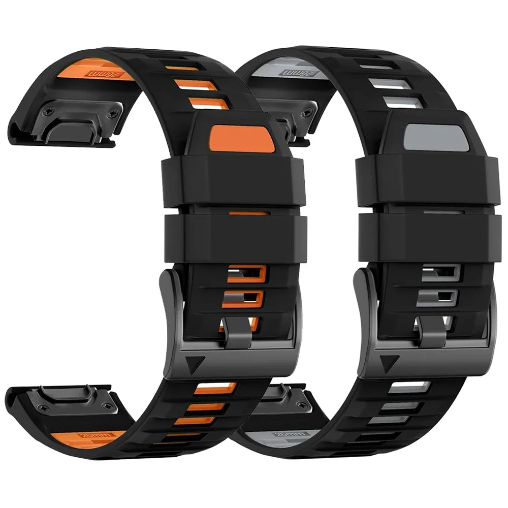 

QuickFit 22mm 26mm Fenix8 Watch Band For Garmin Fenix E 8 47mm 51mm 7 7X 6 6X/Epix Pro/Enduro 3 Two-Tone Silicone Strap Bracelet