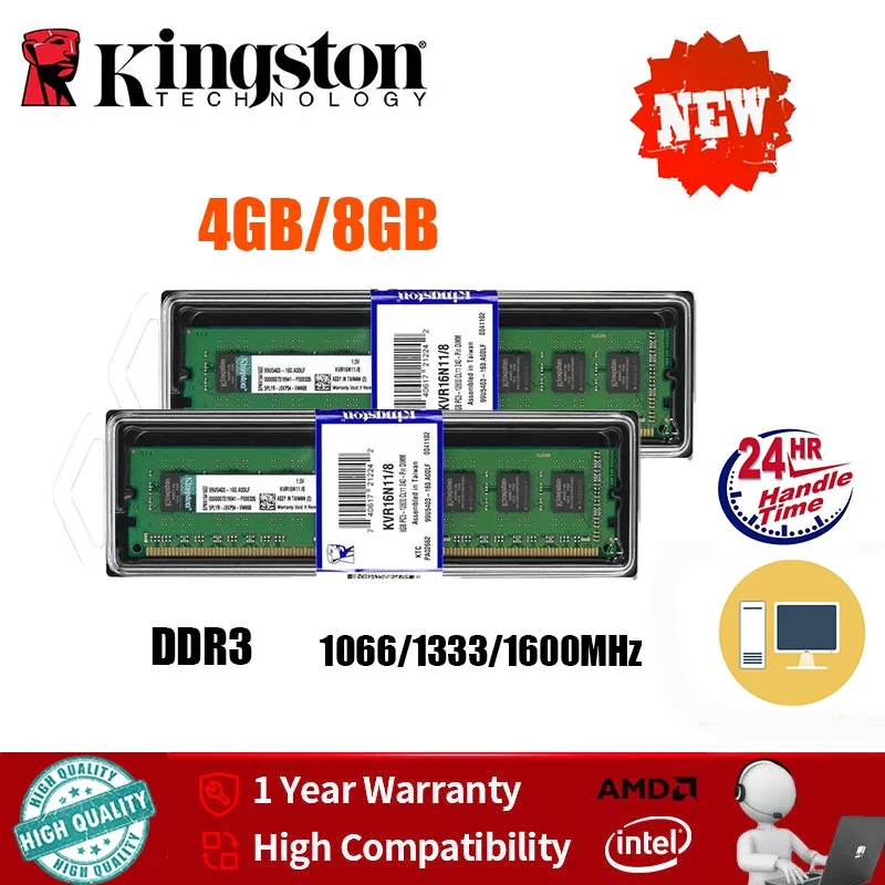 

Kingston DDR3 Memory Ram 2GB 4GB 8GB 1333mhz 1600MHz Desktop Memory PC Ram Dimm 240-pin