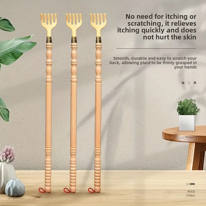 1/2/3pcs Back Scratcher Wooden Long Handle Itching Relief Tool
