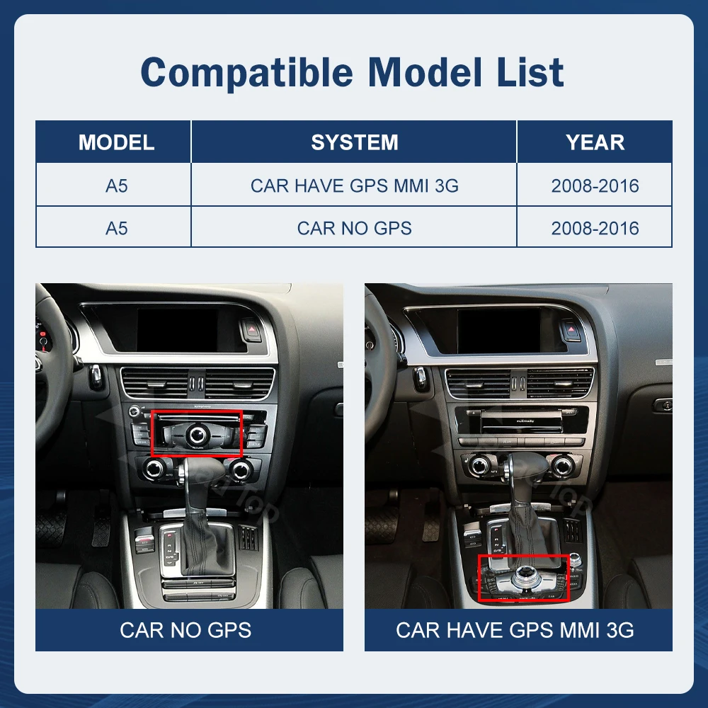 Pantalla táctil Multimedia de 8,9 pulgadas y 12,3 pulgadas para Audi A5 S5 2008-2016 Airplay Miracast función inalámbrica Carplay Android Auto 2