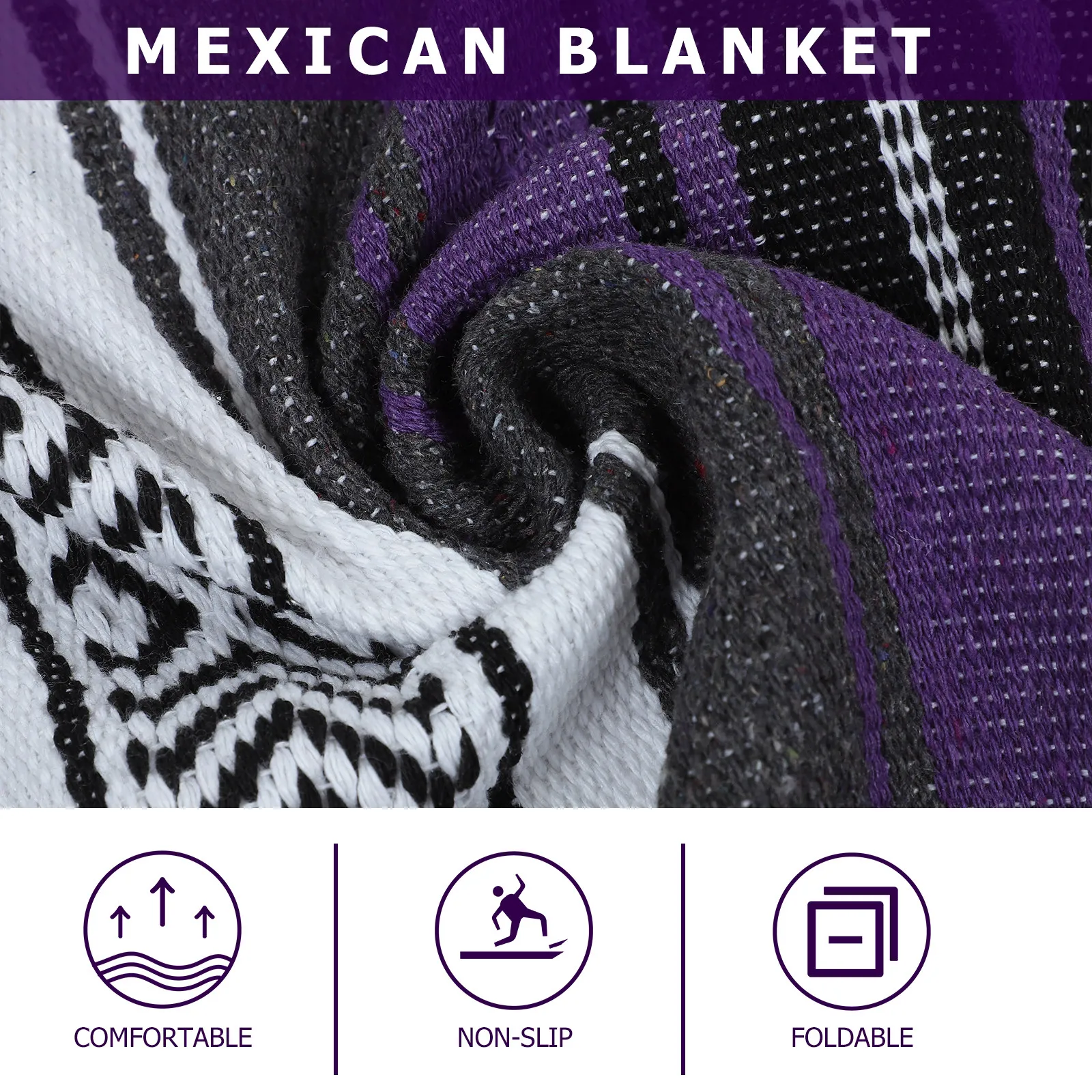 Mexican Blanket Thick Soft Red 130x180cm Woven Serape Throw for Sofa Bedroom Camping Yoga Mat Cape Car Use Mexican Blanket