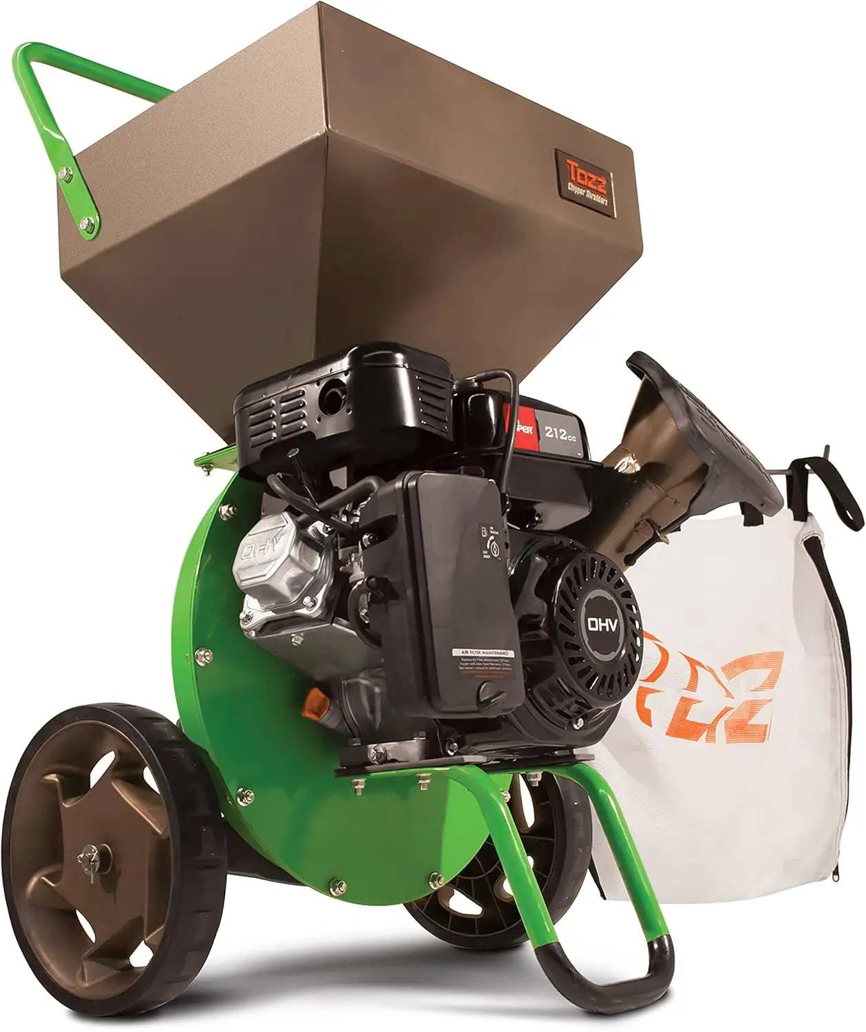 Chipper Shredder Heavy Duty 4 Cycle Viper Engine Rugged Debris Bag Steel Hopper Shred Branches up to 3 in Diameter