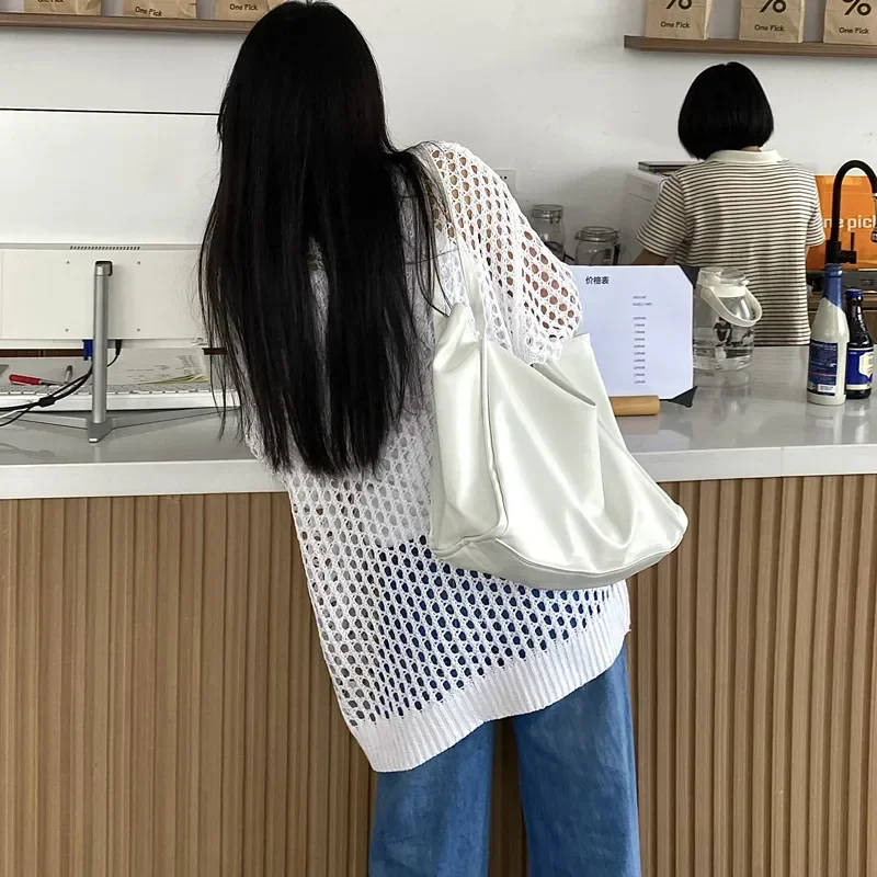 Long Sleeve Hollow Out Loose Sunscreen Shirts Women O Neck Knitted Covers Up Spring Dustcoat Thin Casual Autumn Solid Long Tops