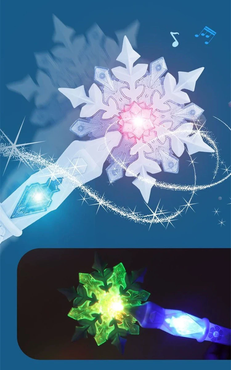 Prinzessin Schneeweiße Zauberstab Spielzeug Schneeflocken-Licht- und Soundstäbe Kinder Cosplay Fee Mädchen Leuchtende Zauberstäbe Weihnachten Halloween Kinderspielzeug – Detail 6