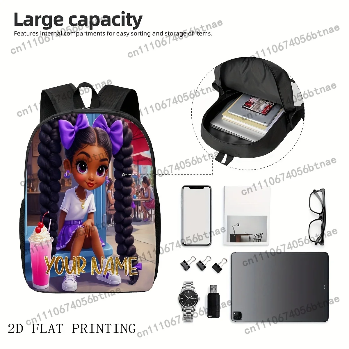 Custom African Girl Pattern School Bag - Personalized With Name, Ideal As A Birthday Or Anniversary Gift, For Teenager