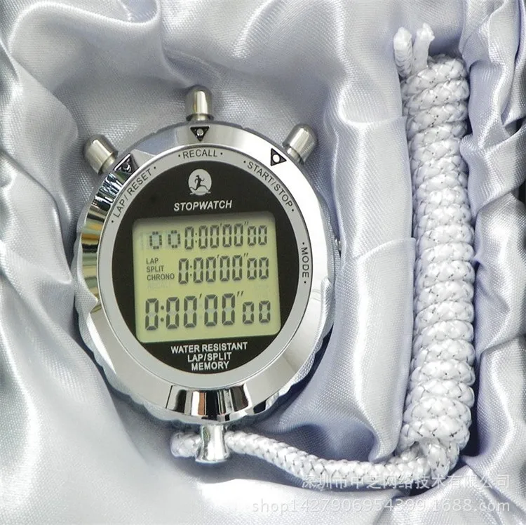 PS-538 Metal Digital Timer Sports Stopwatch Water Resistant Memory Counter Antimagnetic Chronograph fashionable Waterproof Timer