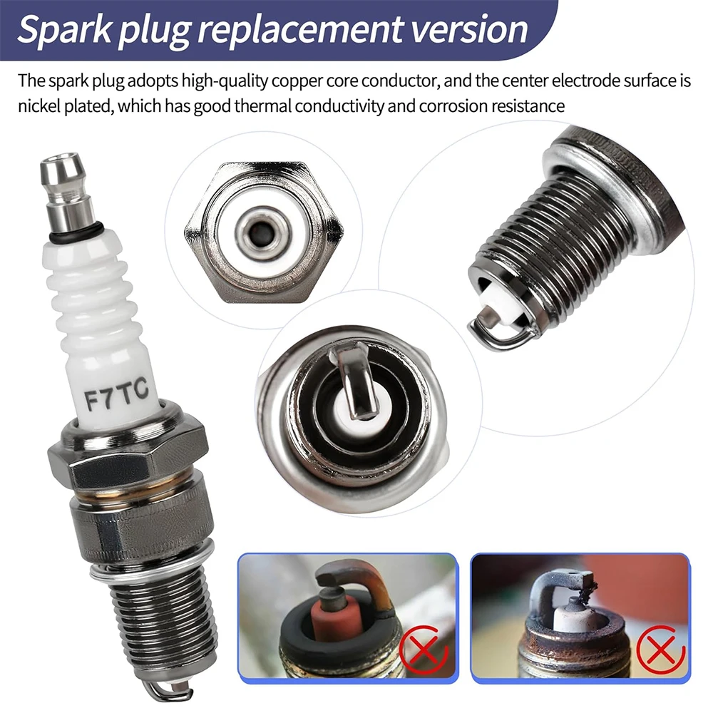 F7TC Standard Powersports Spark Plugs Compatible with Honda GX120 GX160 GX200 GX240 GX270 GX340 GX390 GCV160 GCV190 Engines 4pcs - view 3