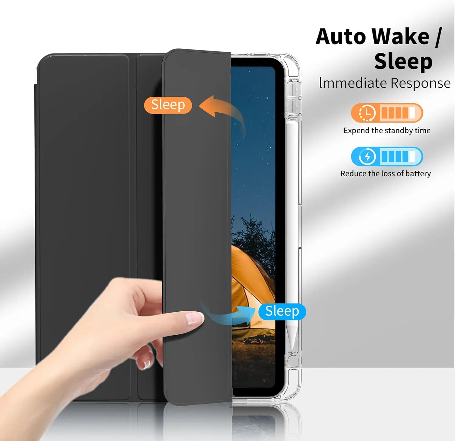 حافظة كمبيوتر لوحي كريستالية شفافة مع فتحة قلم لجهاز iPad 10.2 بوصة 7th 8th 9th Gen 2019/2020/2021 حافظات حامل مغناطيسي من جلد البولي يوريثان #2