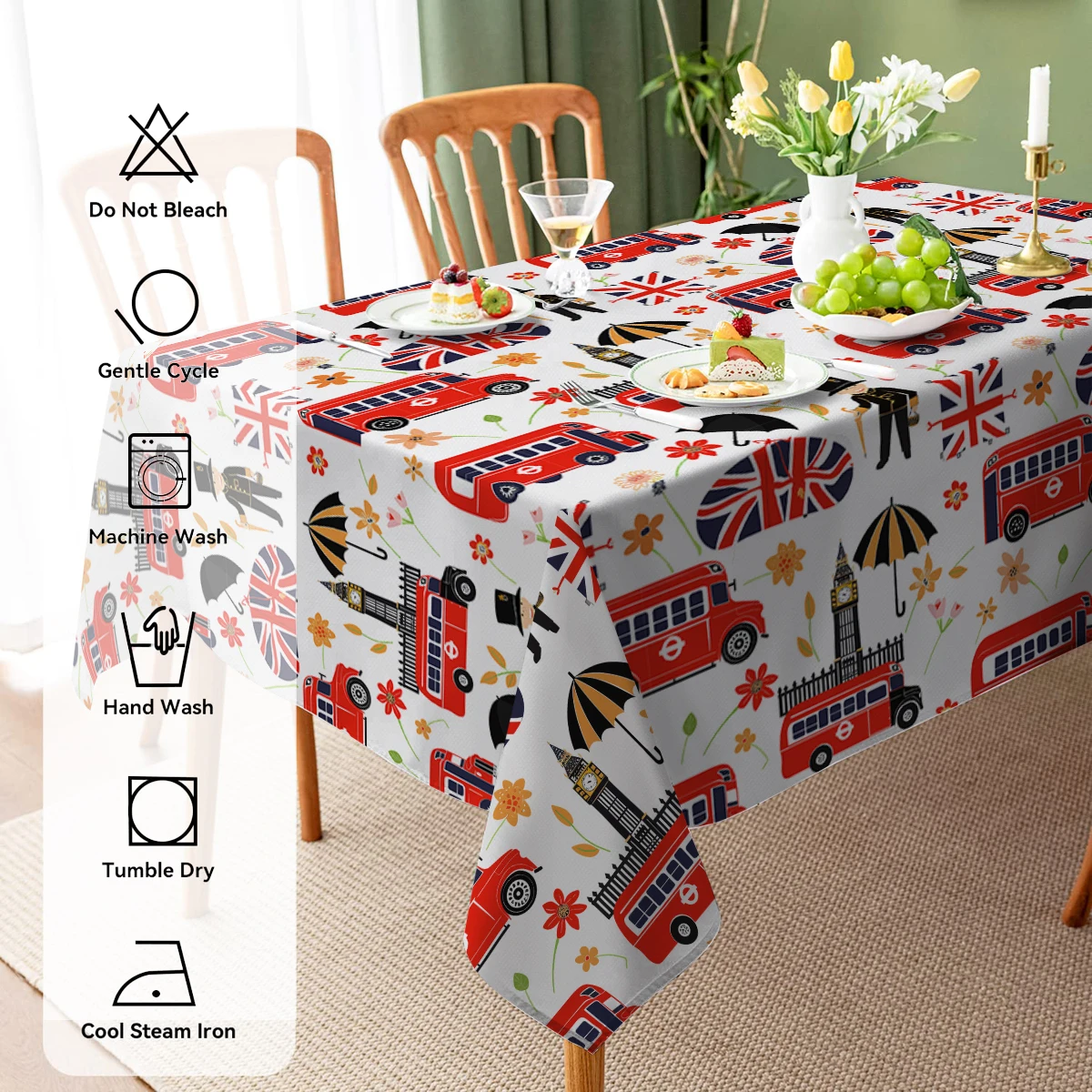 London Construction Washable TableCloth for Wedding Party Dining Banquet Decoration Luxuriou Table Table Protector Cloth