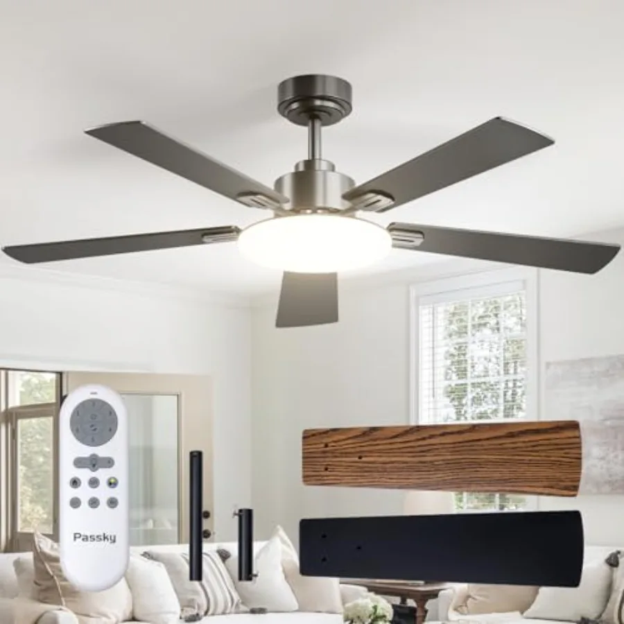 Ceilg Fans with Lights, Sleek Ceiling Fan with Light and Remote Control, 3CCT, Dimmable, Reversible, Noiseless, Ceiling Fan for