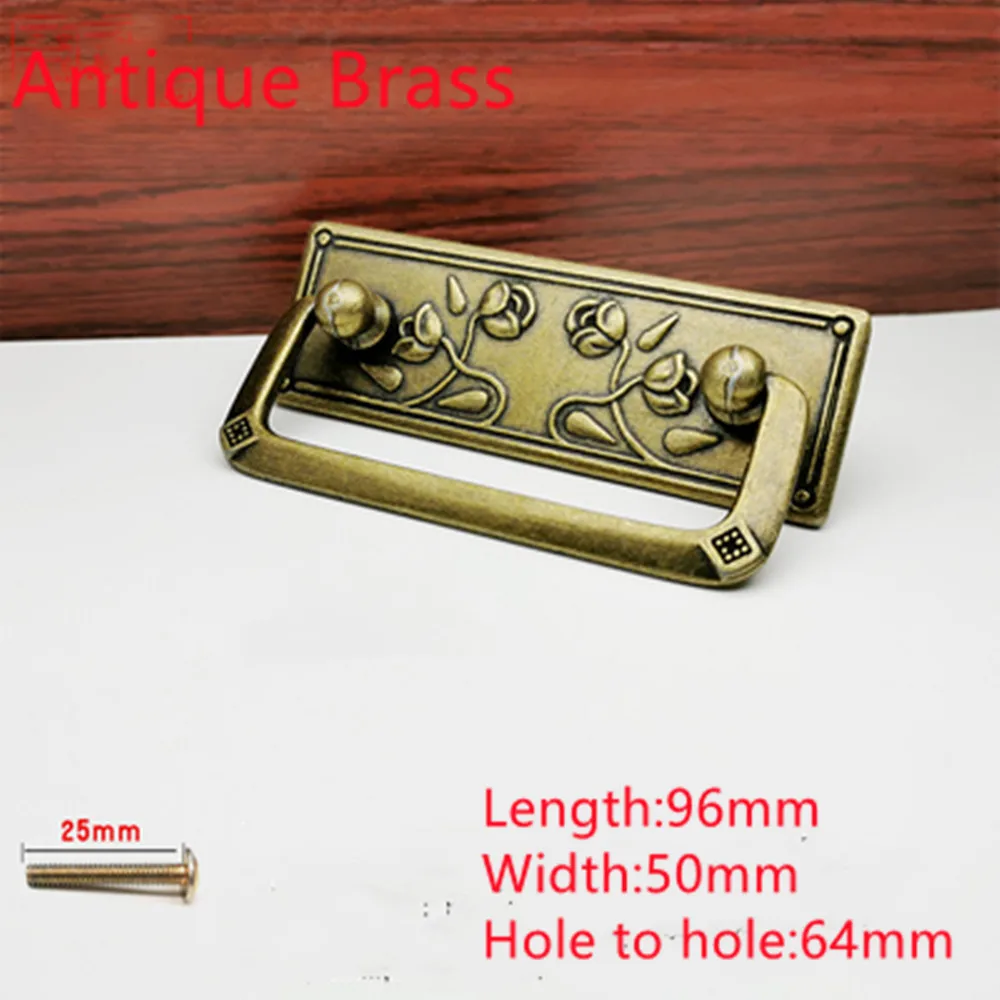 64mm retro rustico furniture handles knobs bronze drawer cabinet drop rings knobs pulls antique brass plane dresser door handles