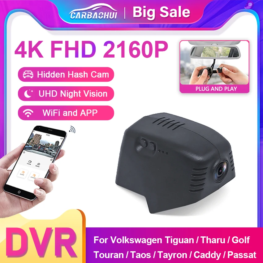 

Car Dvr Recorder For Volkswagen 86mm VW Tiguan 2 II mk2 2er Tayron Touran Tharu Taos Caddy Passat Golf VW19-E, 4K 2160P Dash Cam