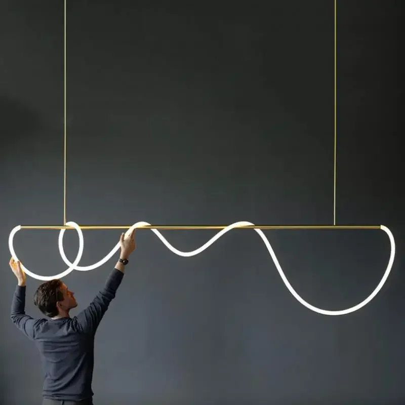 

Nordic Modern Hose Ceiling Chandelier Dimmable Kitchen Dining Living Room Center Table Pendant Lamp Home Decor Lighting Fixture