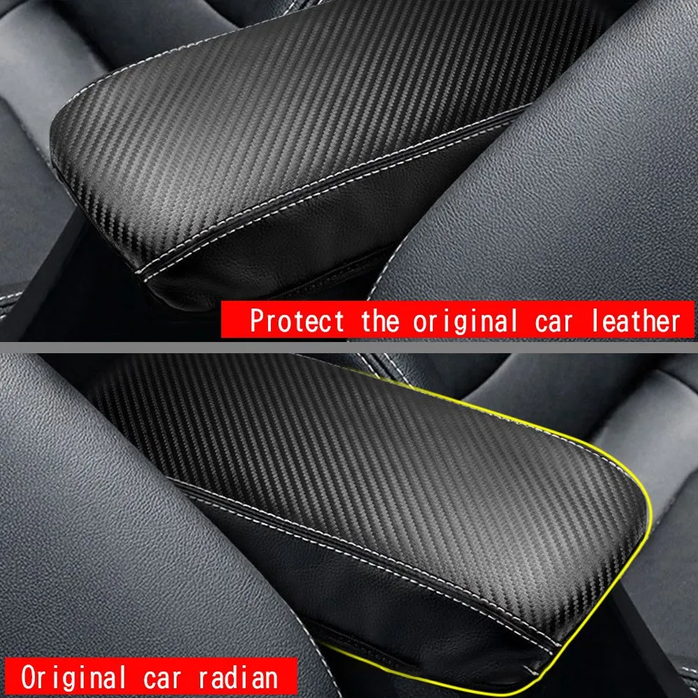 Car Carbon Fiber Center Console Lid Armrest Box Leather Protective Cushion Pad for Toyota Corolla Cross 2021 2022 RHD