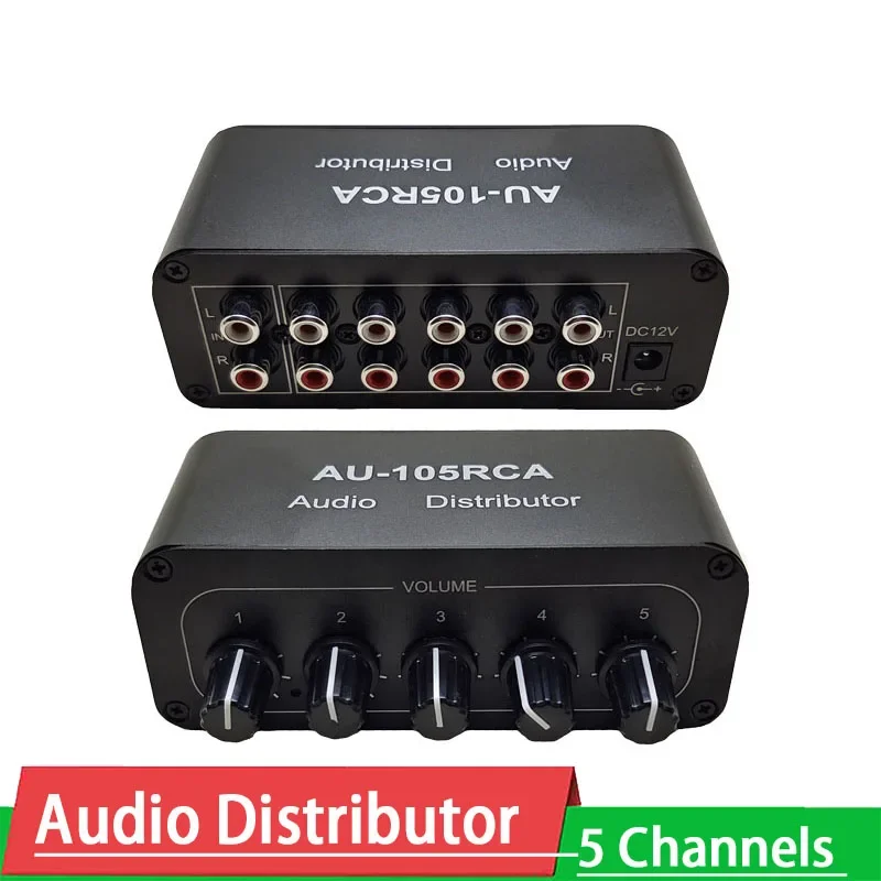 5CH Audio Distributor Stereo Audio Mixer 1 Input 5 Output RCA splitter NJM4580 Op Amp For Power Amplifier Active audio