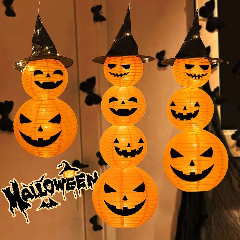 

Halloween Pumpkin Lantern Luminous Pendant Kindergarten Outdoor Atmosphere Prop Store Halloween Decorations for Home 2025