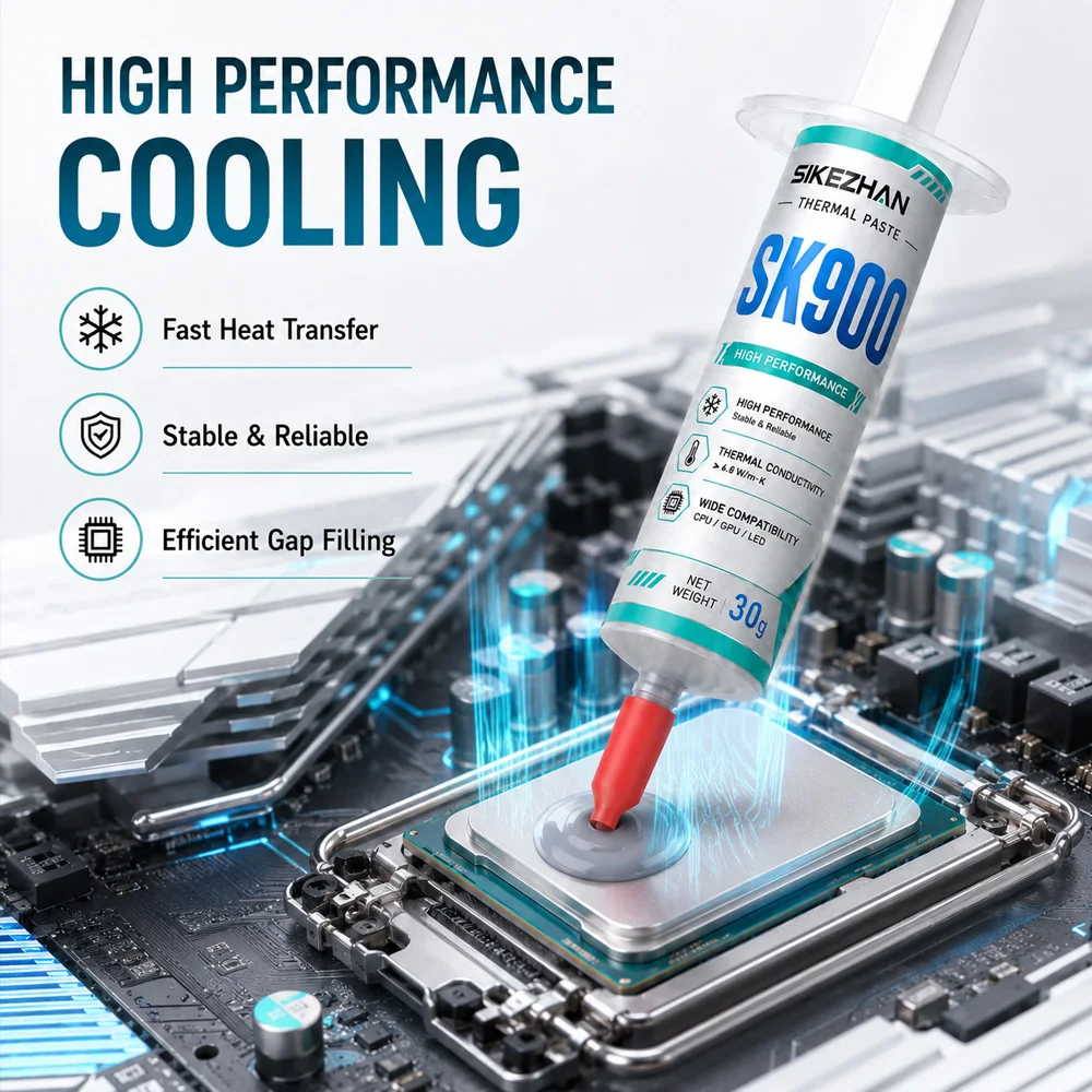 SIKEZHAN SK900 Thermal Paste 30g Silicone Grease High Conductivity Cooling Compound for CPU GPU LED Heatsink Chip Cooler
