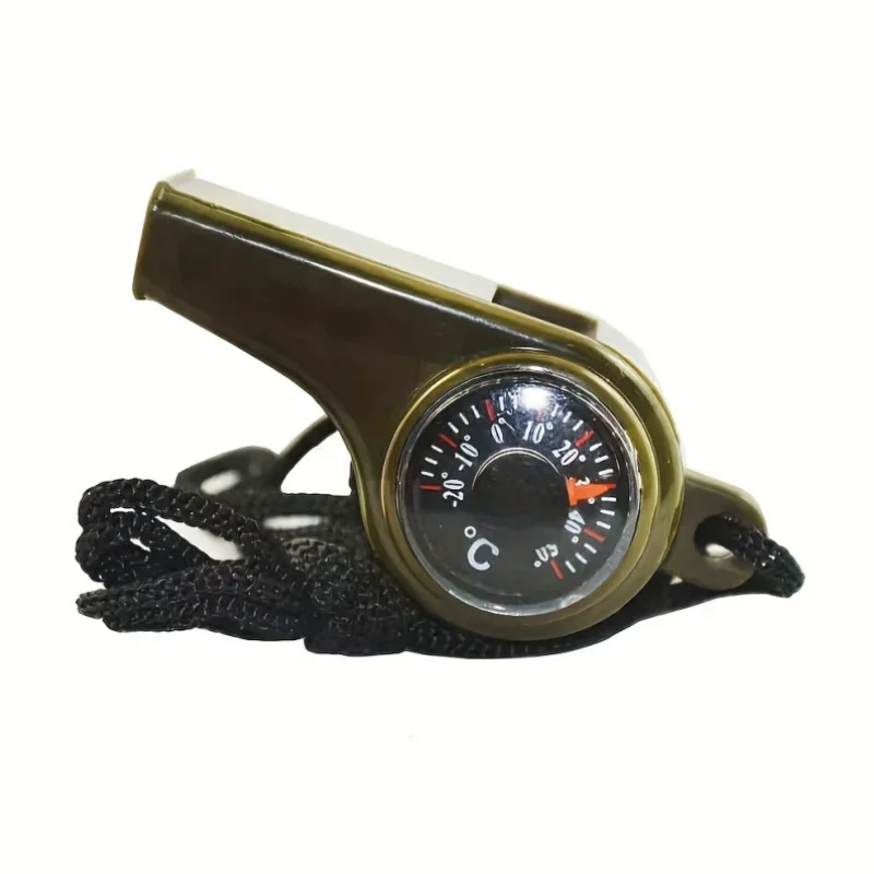 

Compass Whistle Multifunctional 3-in-1 Emergency Survival Whistle with Compass, Thermometer and Lanyard for Outdoor Camping Hiki