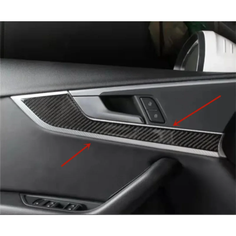 

Carbon Fiber Car Door Inner Cover Trim Strips Door Handle Bowl Sticker For Audi A4 B9 A5 2017-2020 Car Interior Accessories