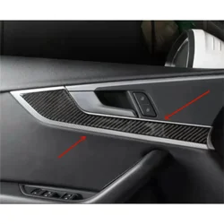 Carbon Fiber Car Door Inner Cover Trim Strips Door Handle Bowl Sticker For Audi A4 B9 A5 2017-2020 Car Interior Accessories