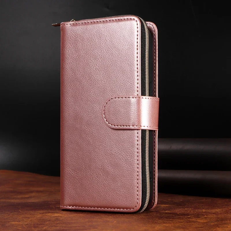 9 Card Slots Leather Case Cover for iPhone 15 15 Plus 15 Pro 15 Pro Max 14 13 12 11 7 8 Plus XR Xs Max Durable Zipper Wallet Bag