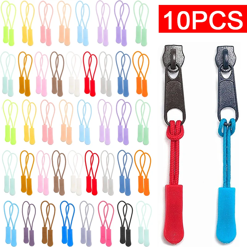 

10pcs Universal Zipper Puller Replacement Kit with Rope Tag Design Multi-Purpose Cord Extender for All Bags & Clothing Suitcases