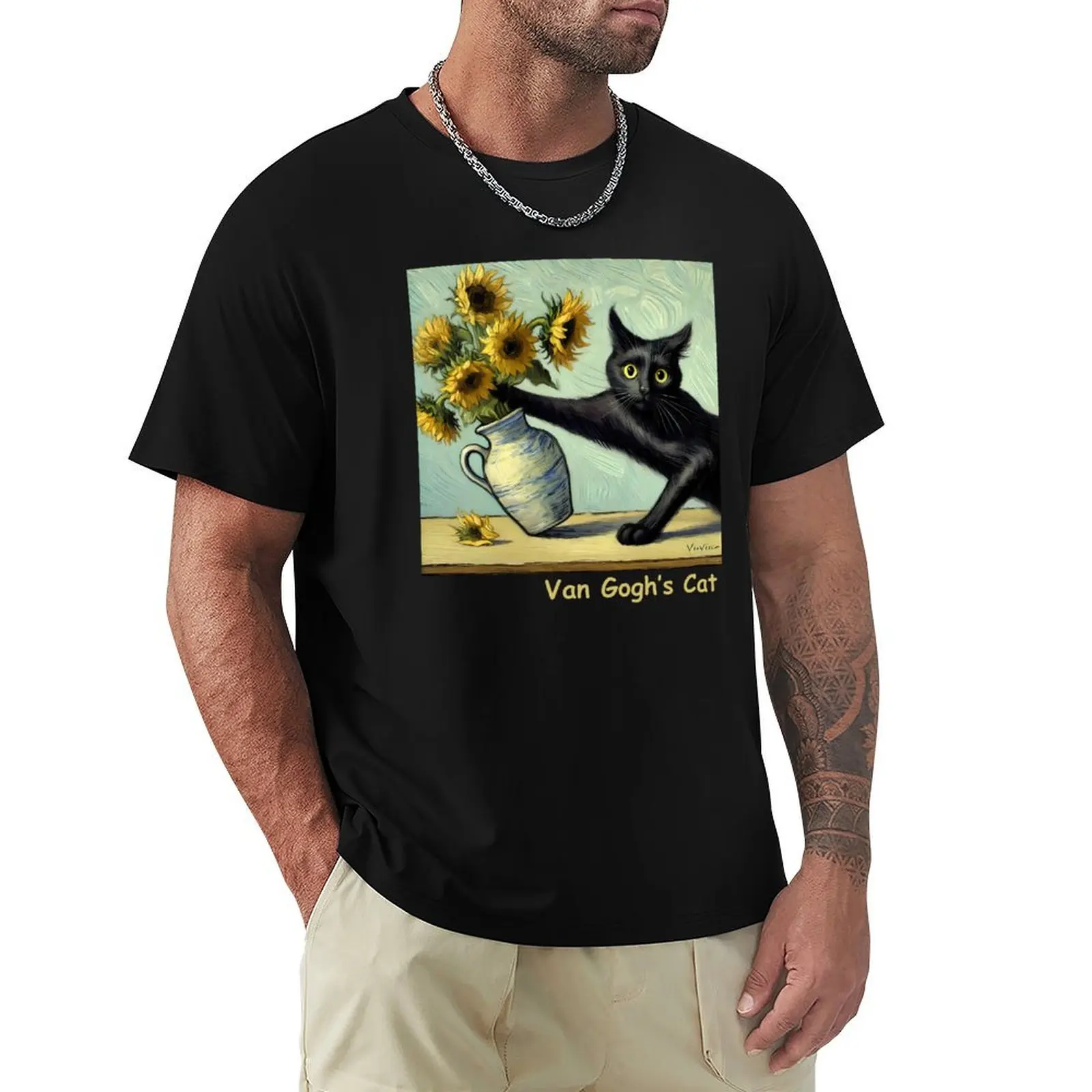 

Van Gogh's Cat T-Shirt affliction shirts oversized t shirt Clothing luxury designer mens graphic t-shirts