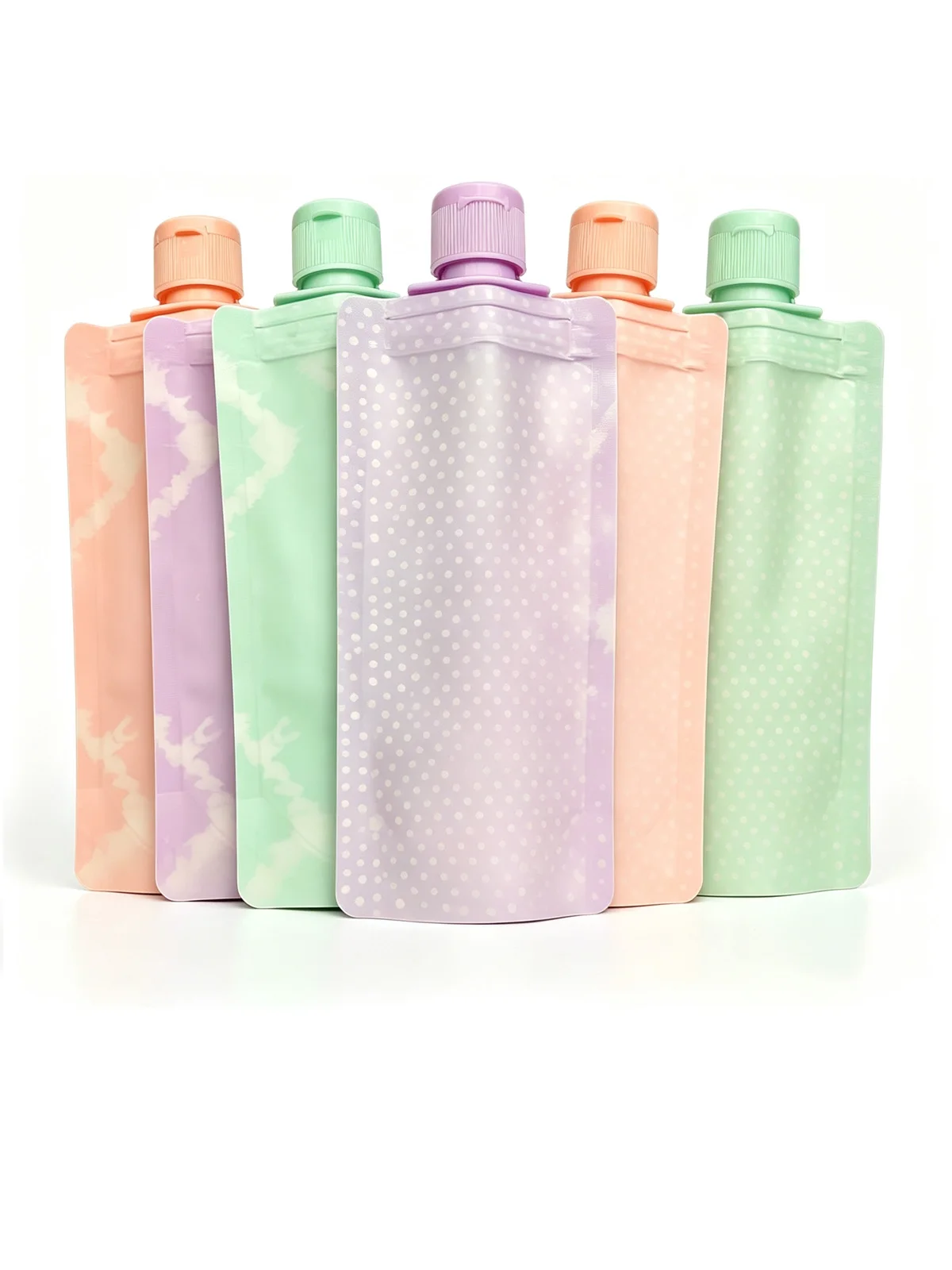 6Pcs 90ml Leak Proof Empty Squeeze Travel Pouches for Toiletries Portable Fluid Makeup Packing Bag Plastic for Shampoo Toner