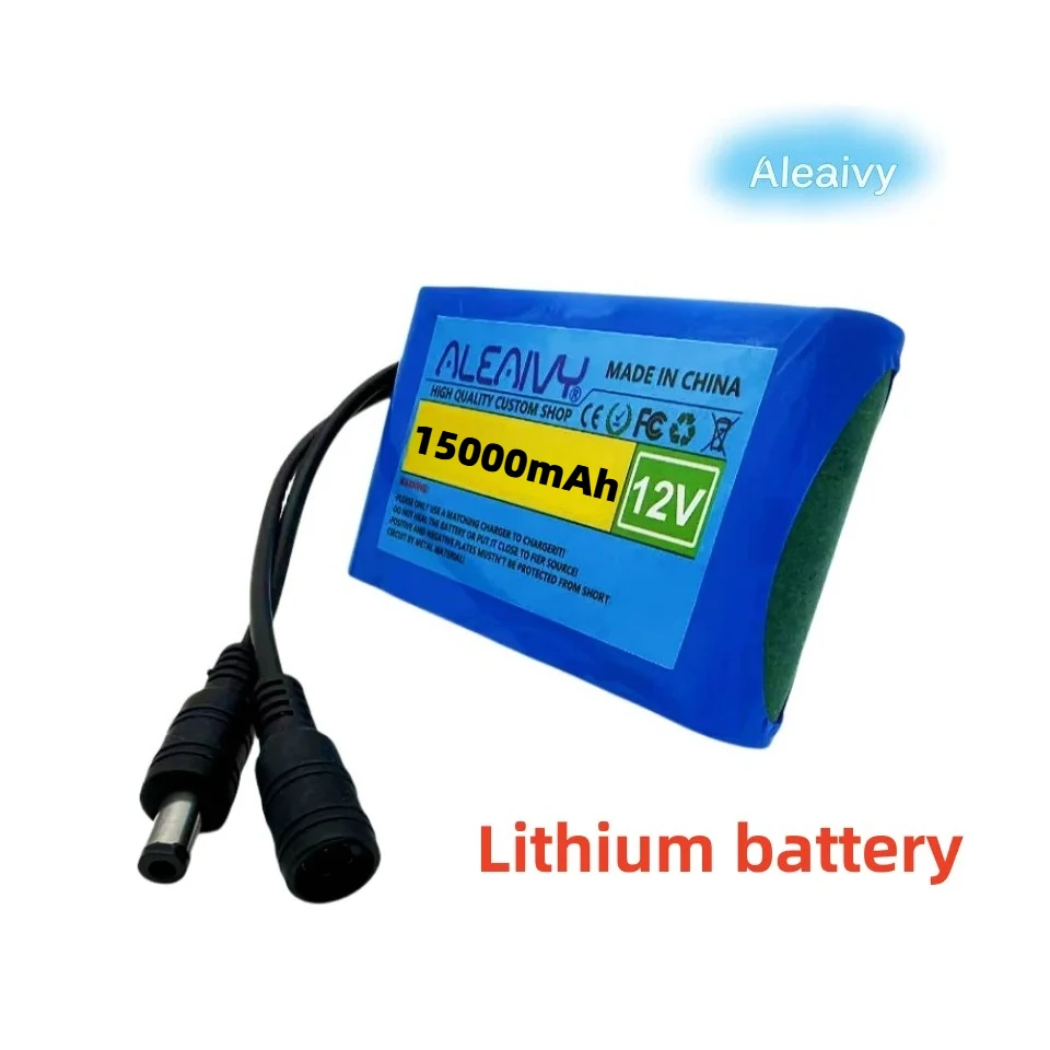 

Super Capacity 12V 15000mAh 3s2p Li-ion Battery Pack with Charger, Rechargeable 12.6V DC for CCTV Camera, LED Light,