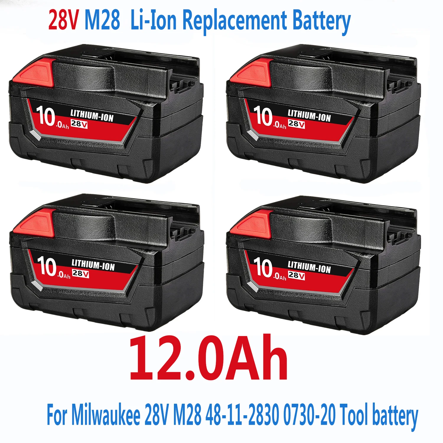 Batterie M28 12,0 Ah polyvalente haute tension pour outils électriques sans fil Milwaukee M28 et V28