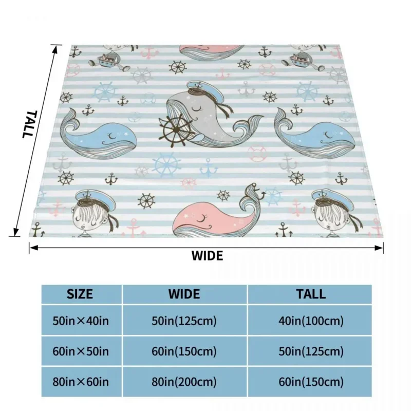 Süße Meerwale gestrickte Decke Seeanker Flanell Decken Frühling Sommer gedruckt ultra weiche warme Tages decken