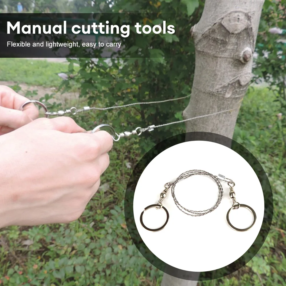 Portable Stainless Steel Wire Saw Hand-pulled Hacksaw Outdoor Camping Hiking Pocket Manual Cutting Chain Saws Survival Tool