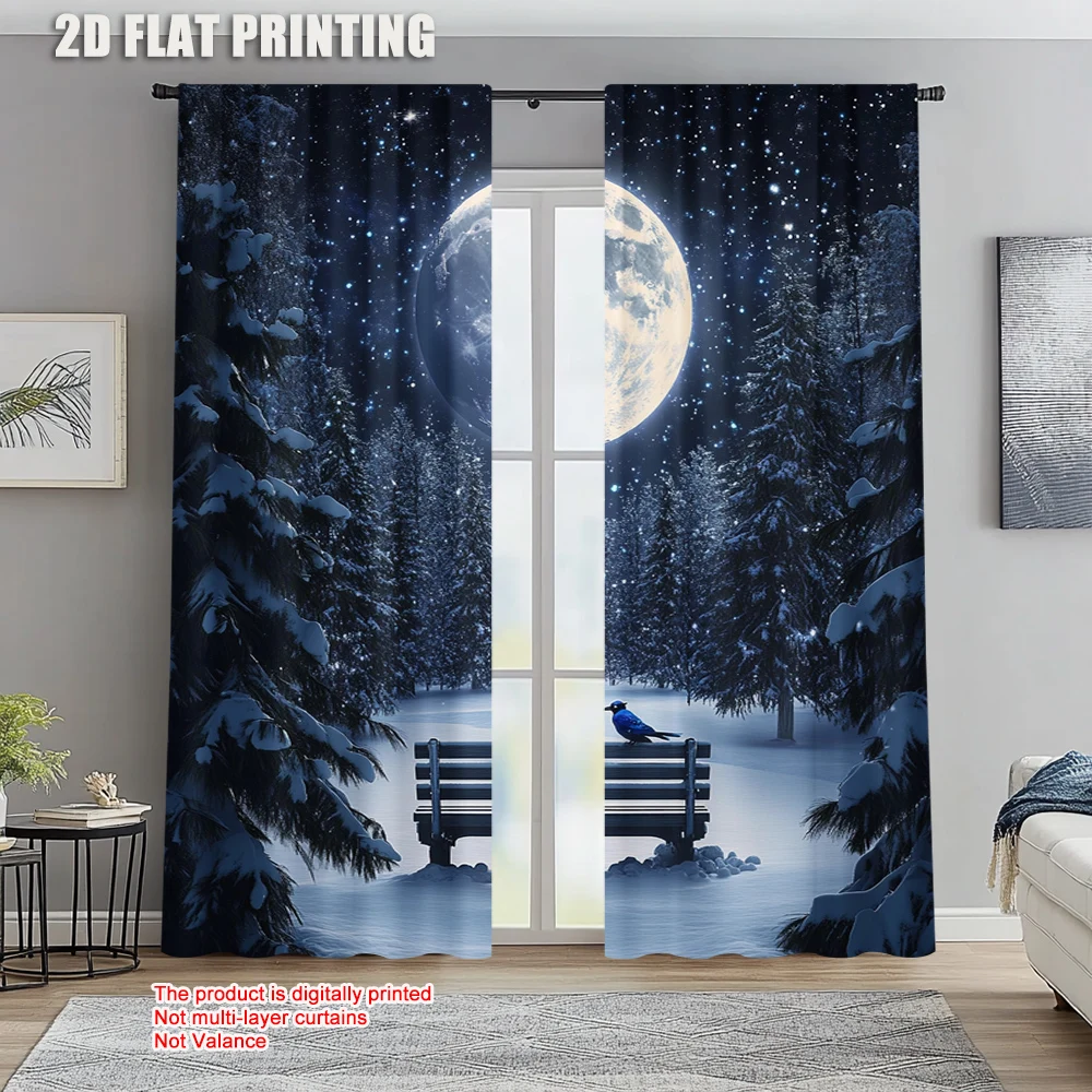 

2pc, Drapes Moon and Bench Durable 100% Polyester Fabric,Without Electricity Versatile Perfect for Festive atmosphere