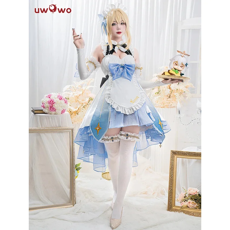 IN STOCK  Traveler Lumine Cosplay Maid Costume Game Genshin Impact Cosplay Maid Ver. Lumine Maid Dress Halloween Costumes