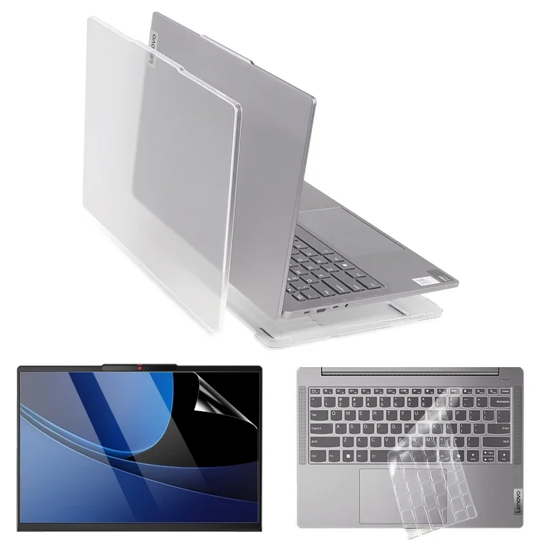 حافظة كمبيوتر محمول شفافة بلوري لجهاز Lenovo IdeaPad Slim 5 14/16 بوصة غطاء حماية مقاوم للخدش PVC غلاف صلب