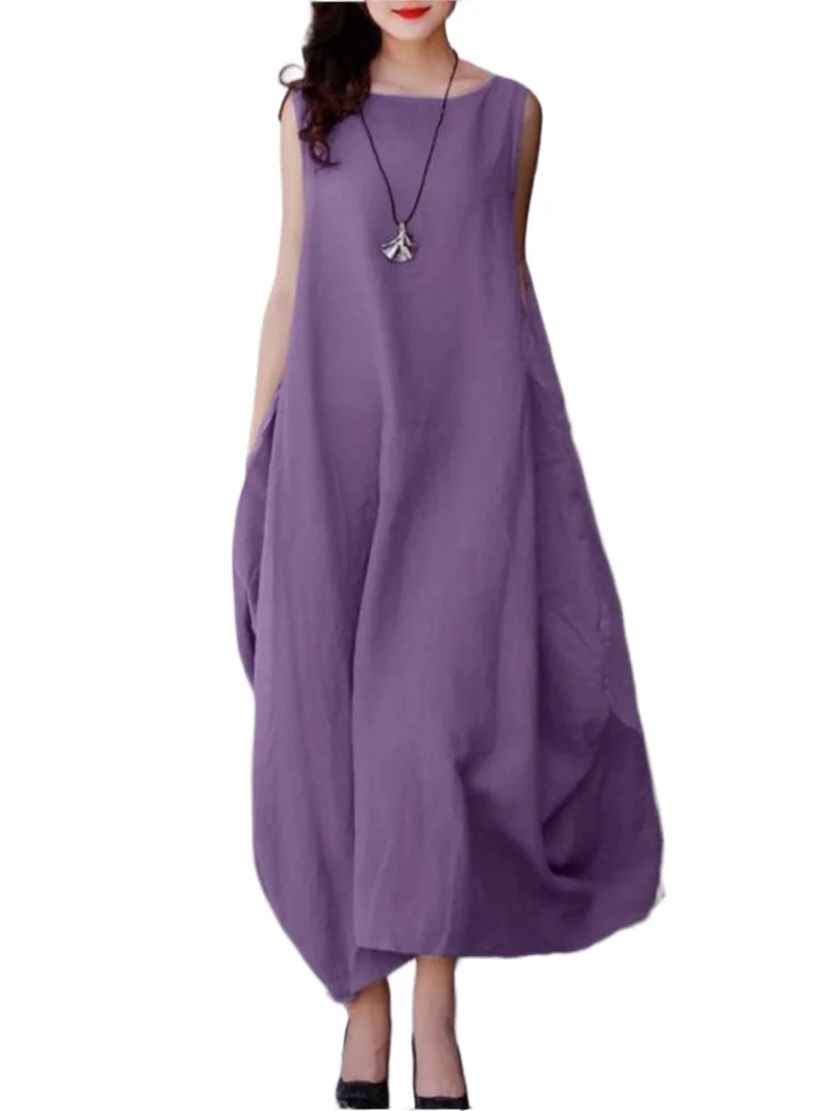 

Women Fashion Loose Dress Casual O Neck Sleeveless Pullover Dresses Robe Femme Elegant Holiday Office Womens Clothing Summer New