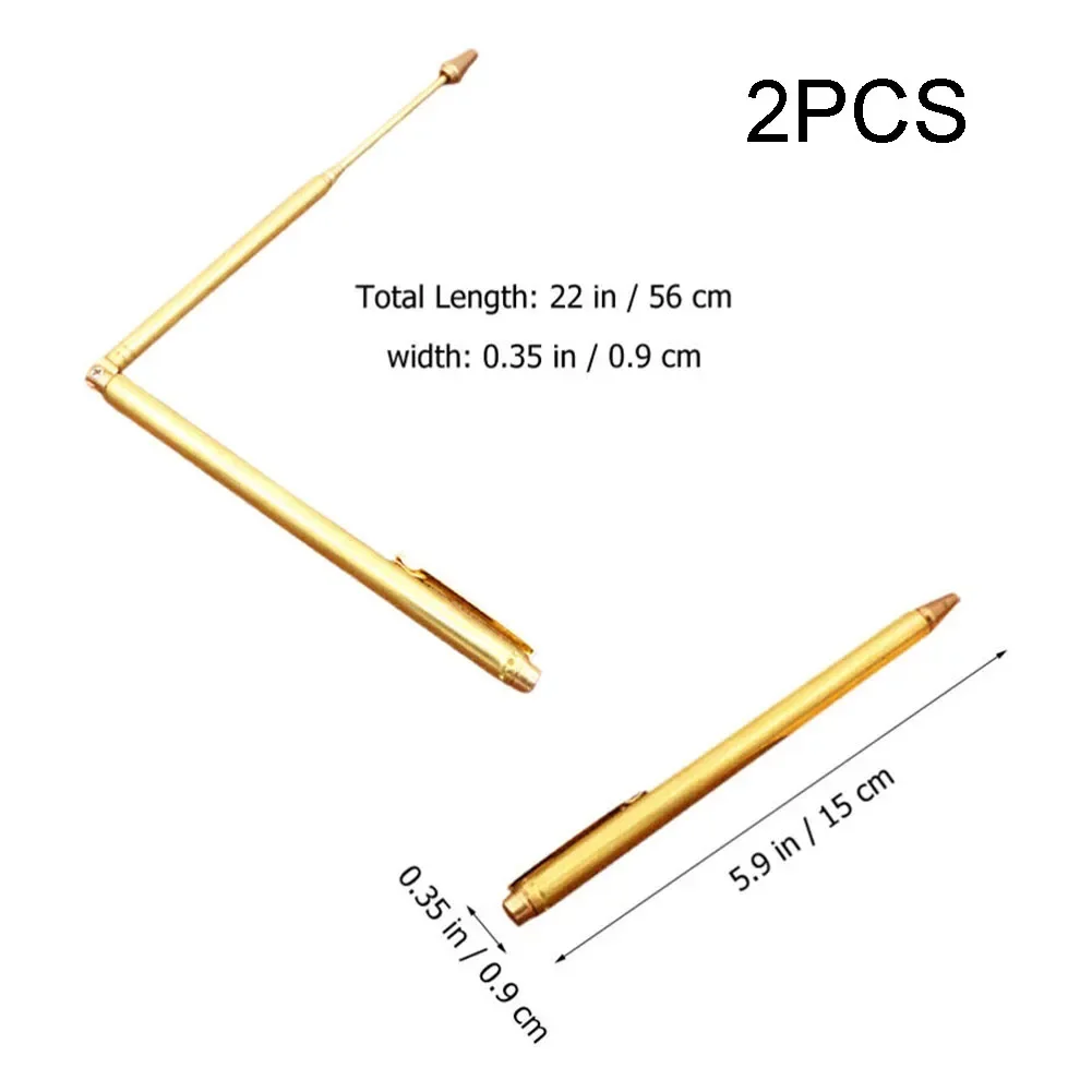 2pcs 99.9% Pure Copper Dowsing Sticks Metal Detector Rod Copper Probe For Water Gold Finding Treasure Hunting Divination Tools