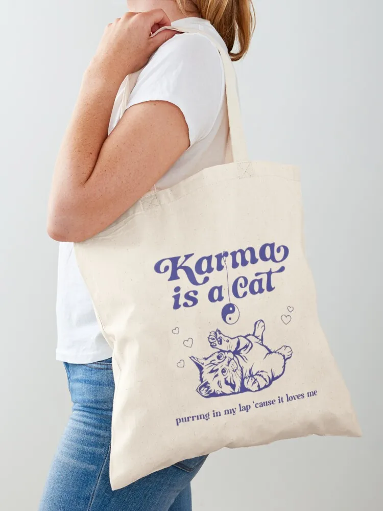 

Karma Is A Cat Tote Bag Lady bag Custom bag Shopper custom fabric
