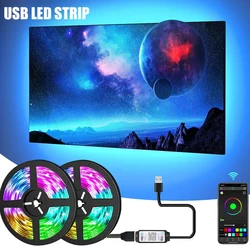 RGB 5050 Led Strip Light Bluetooth App Control 5V USB Led Tape Flexible Ribbon Diode Tape for TV Backlight Room Decoration