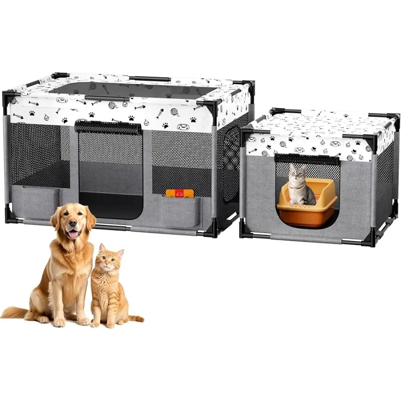 

Portable Cat Playpen, Pet Dog Playpen, Kitten Puppy Play Pen for Indoor/Outdoor, Collapsible Cats Cages Enclosed Tent with Carry
