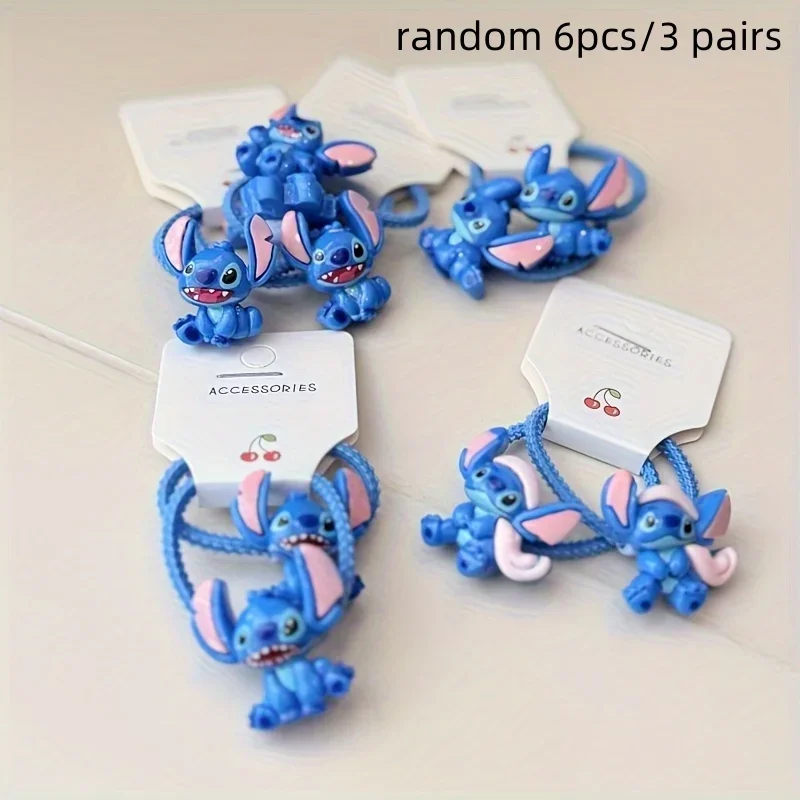 Random style 6pcs Disney Stitch headband, versatile cute cartoon headband, rubber band hair accessories，luggage accessories