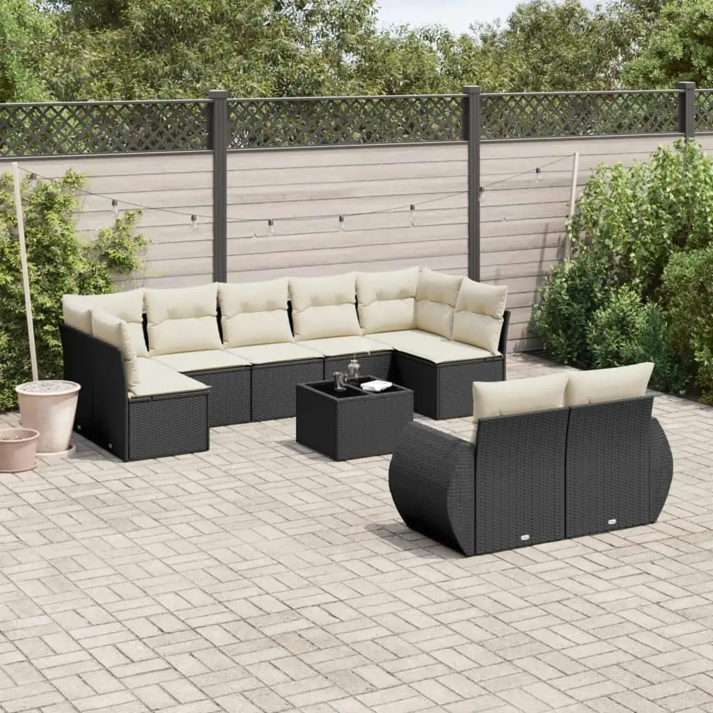 

Large Modular Black Poly Rattan Garden Sofa Set Outdoor Seating Furniture for Patio Deck Yard Relaxation