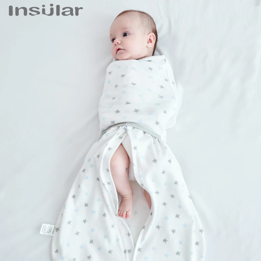 INSULAR Baby Sleeping Bags Infant Anti-Startle Swaddle Wrap Newborn Anti-Kicking Quilt Pure Cotton Swaddling Towels 4 Seasons