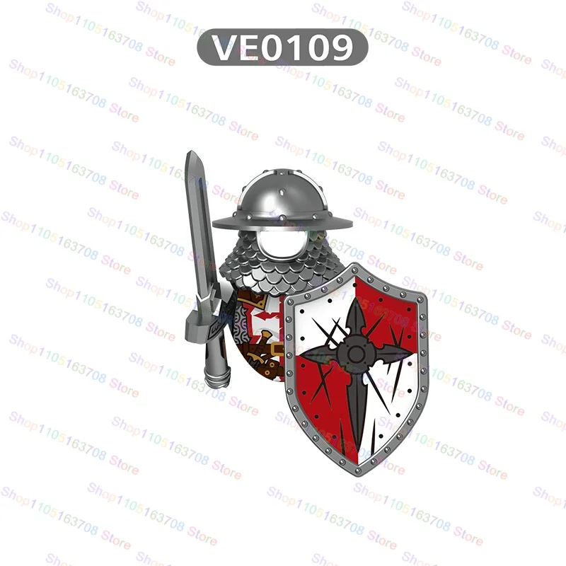 V1002 القرون الوسطى الرماة فرسان القلعة الحرس بالادين فارس النسور السوداء فرسان الثقيلة درع بنة الملحقات اللعب