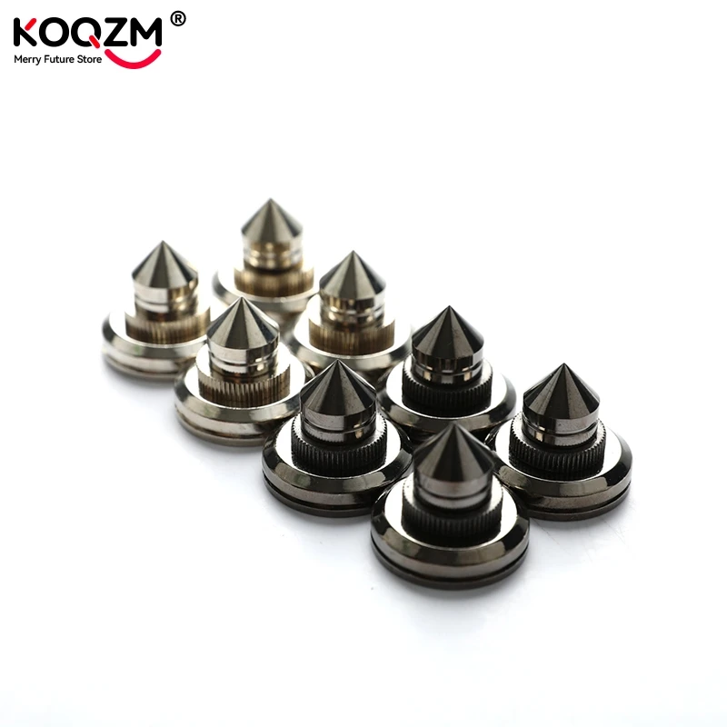 4 Sets Speakers Stand Feet Foot Pad Pure Copper Silver Loudspeaker Box Spikes Cone Floor Foot Nail Shock Absorber M28*26