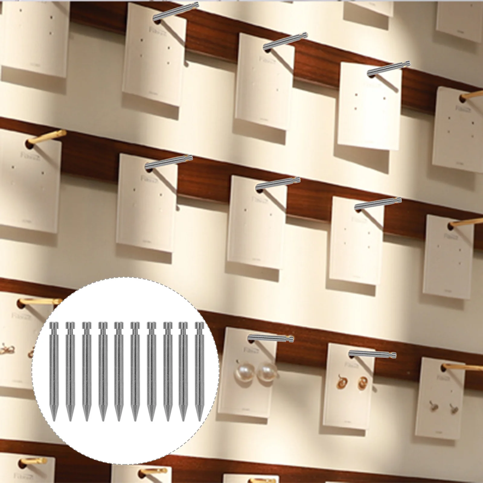 

10Pcs Ear Stud Display Rack Copper Jewelry Holder Stick for Wall Mount Earring Organizer Nail Bracelet Hanging Storage