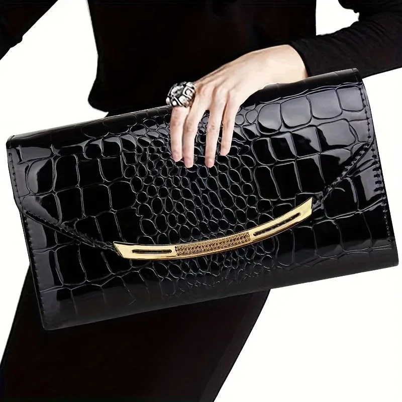 Patent leather women's clutch bag Large capacity clutch bag chain clutch bag Single shoulder straddle bag