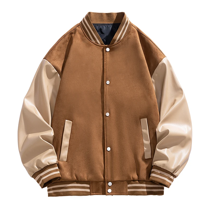 

Высококачественная замшевая бейсбольная куртка, новый популярный стиль, весенне-осенняя модная тенденция, повседневная универсальная мужская куртка с цветными блоками