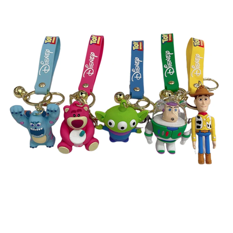 

Disney Toy Story Soft Rubber Key Chain Women Buzz Lightyear Bag Pendant Girl Sherif Woody Kering Kid Alien Car Accessories Gift